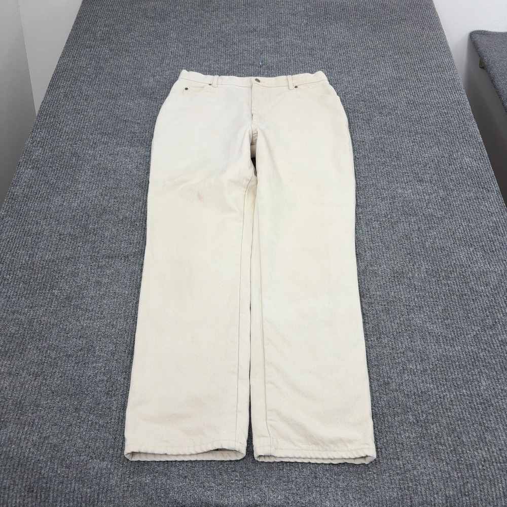 Vintage L.L. Bean Jeans Womens 18 Cream Cotton Flannel Lined High Rise Outdoor